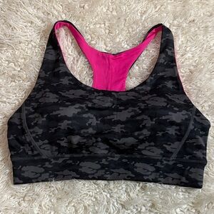 Juicy Couture Black Camo Sports Bra with Pink Accent